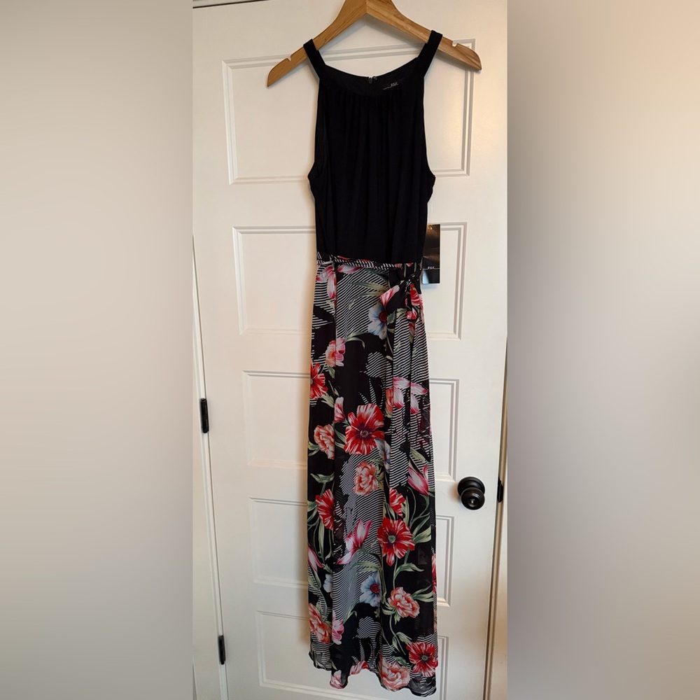 R&K Black and Floral Maxi Dress